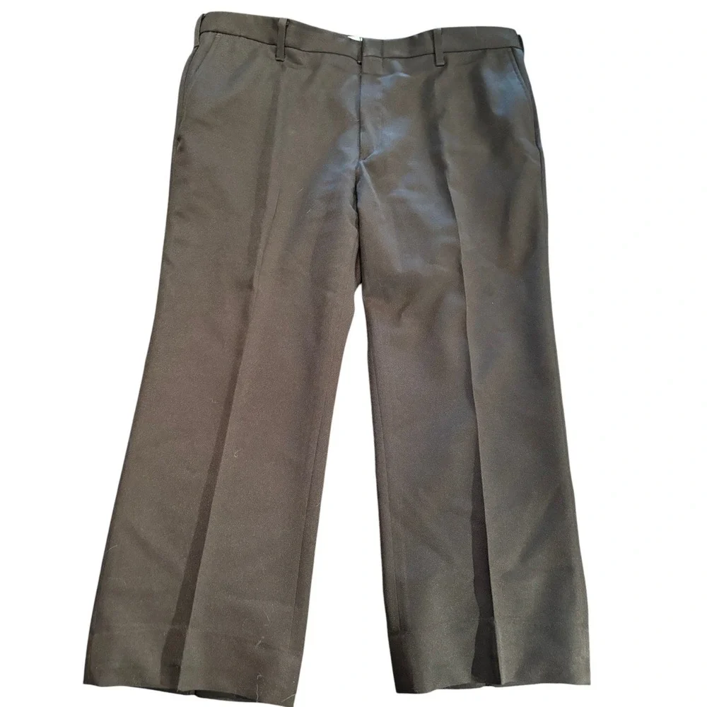 Mens Brown Flat Front Dress Pants Straight Leg Trousers 42x29‎ Style 7100